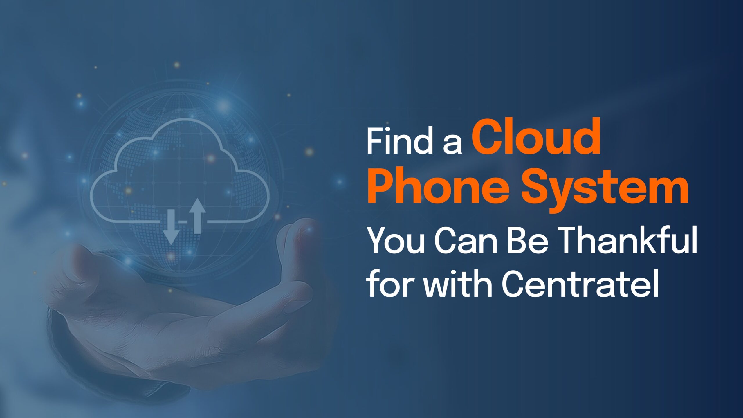 Hand reaching toward a digital cloud icon with text promoting making phone calls on a unified communications platform.